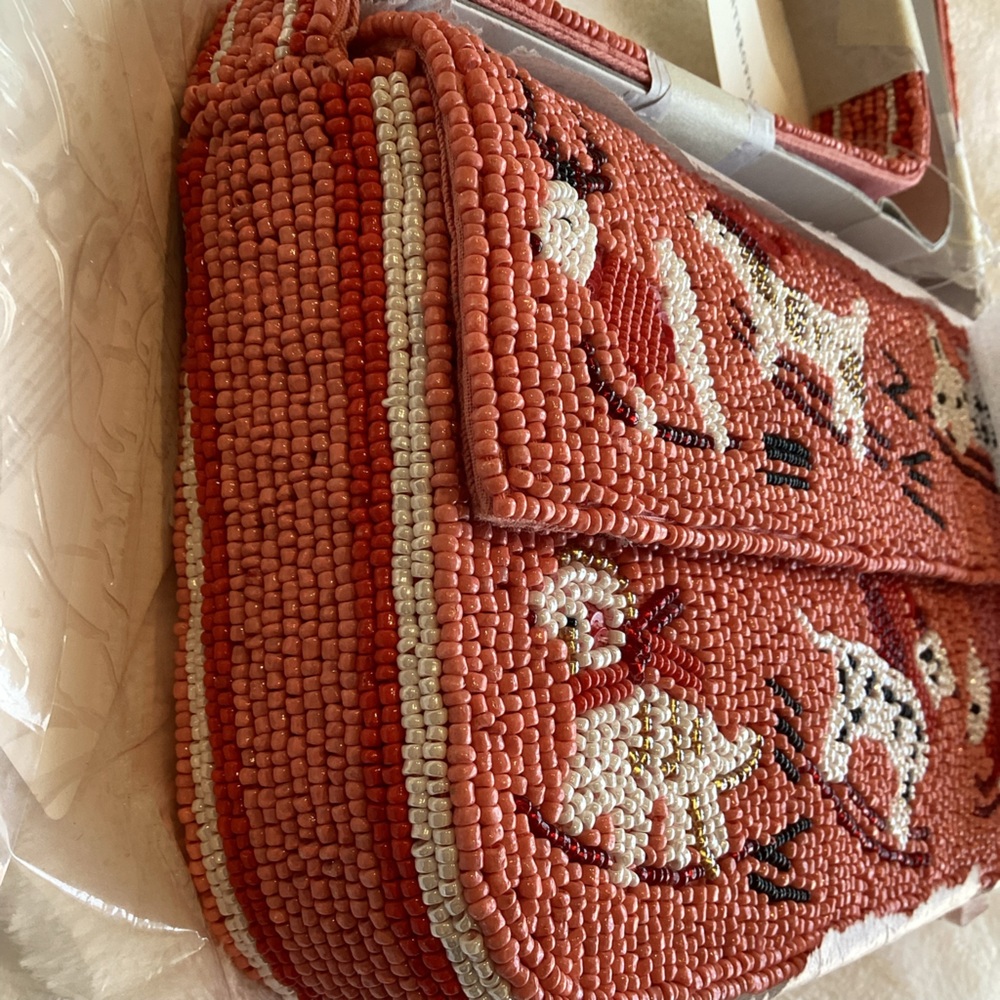 🐾Anthropologie Fiona Beaded Purse Animal Edition Bag New Dog Winter Snow Ski - Picture 7 of 10